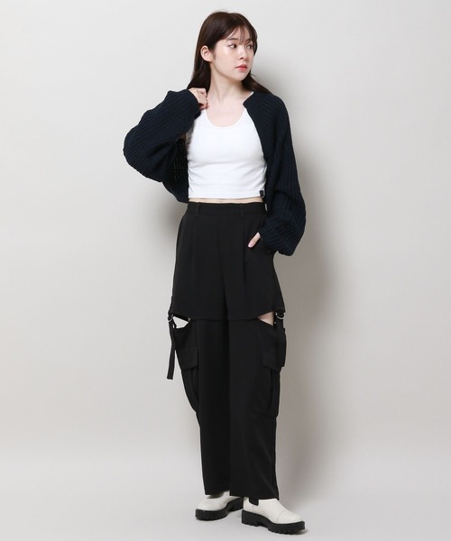 3.3 Field Trip （3.3フィールドトリップ）の「3.3 Field Trip／サイドシボリパンツ　2981257（その他パンツ・レディース・ブラック/カーキ・FREE）」の3枚目の写真