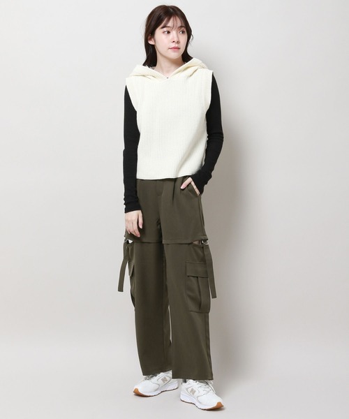 3.3 Field Trip （3.3フィールドトリップ）の「3.3 Field Trip／サイドシボリパンツ　2981257（その他パンツ・レディース・ブラック/カーキ・FREE）」の8枚目の写真