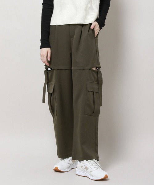 3.3 Field Trip （3.3フィールドトリップ）の「3.3 Field Trip／サイドシボリパンツ　2981257（その他パンツ・レディース・ブラック/カーキ・FREE）」の10枚目の写真