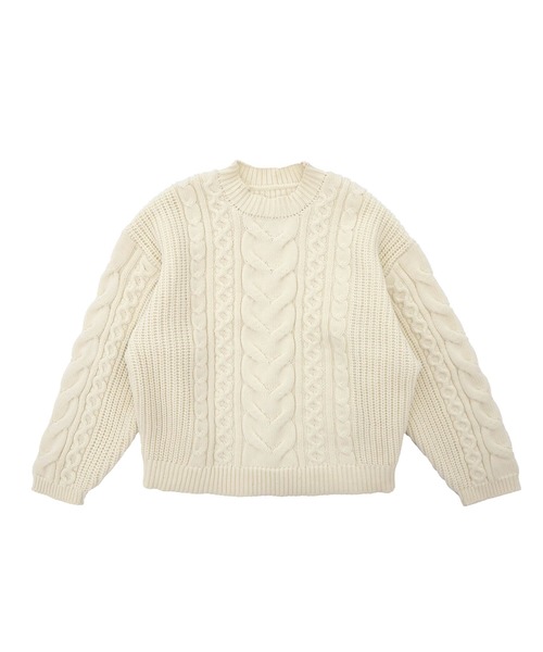 セール】【新色追加】ケーブル編クルーネックニット / クルーネック