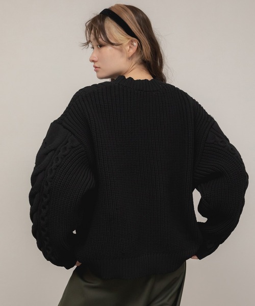 セール】【定番人気！HIT ITEM！】【新色追加】ケーブル編クルーネック