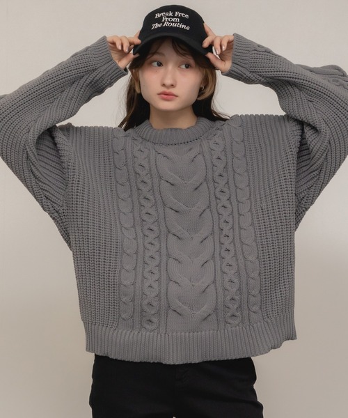 セール】【定番人気！HIT ITEM！】【新色追加】ケーブル編クルーネック