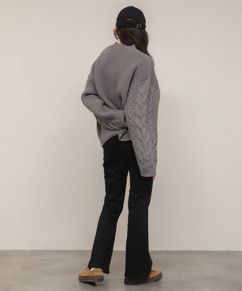 セール】【新色追加】ケーブル編クルーネックニット / クルーネック