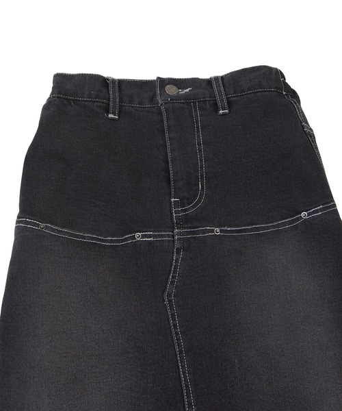 PUNYUS(プニュズ)の「デザインデニムロングスカート(デニムスカート・レディース・ブラック・1/3/4/2)」の2枚目の写真