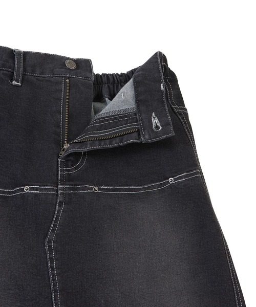 PUNYUS(プニュズ)の「デザインデニムロングスカート(デニムスカート・レディース・ブラック・1/3/4/2)」の3枚目の写真