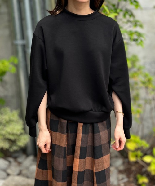 セール】袖下ZIPボンディングプルオーバー / ダブルフェイス