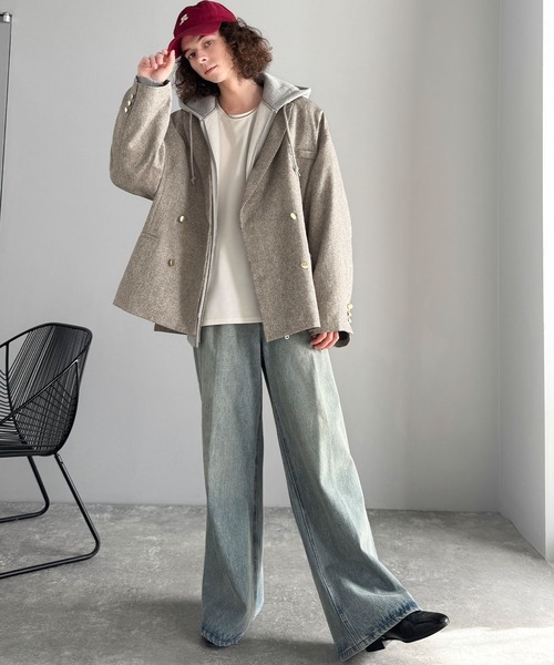 classicalelf（クラシカルエルフ）の「シーンレスに活躍。オーバーサイズダブルジャケット（テーラードジャケット・メンズ・チャコールグレー/ブラック/グレイッシュベージュ/ネイビー・LARGE/MEDIUM/X-LARGE）」の17枚目の写真