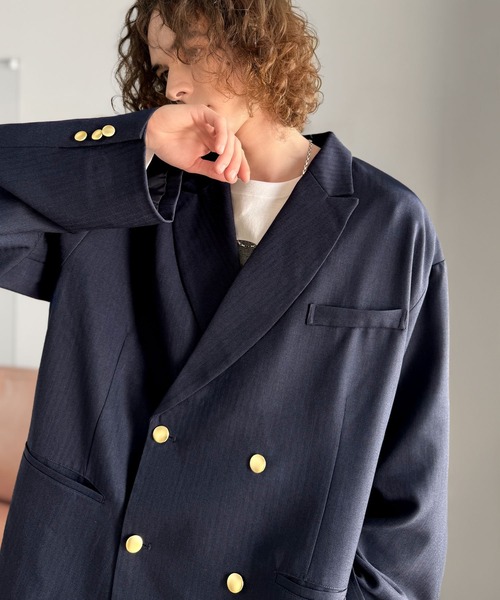 極美品 GLR サキソニー ノーラペル ダブル ジャケット セットアップ 40 極美品 GLR サキソニー ノーラペル ダブル ジャケット セット