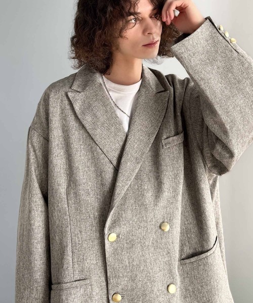 classicalelf（クラシカルエルフ）の「シーンレスに活躍。オーバーサイズダブルジャケット（テーラードジャケット・メンズ・チャコールグレー/ブラック/グレイッシュベージュ/ネイビー・LARGE/MEDIUM/X-LARGE）」の10枚目の写真