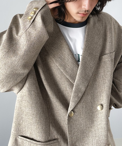 classicalelf（クラシカルエルフ）の「シーンレスに活躍。オーバーサイズダブルジャケット（テーラードジャケット・メンズ・チャコールグレー/ブラック/グレイッシュベージュ/ネイビー・LARGE/MEDIUM/X-LARGE）」の5枚目の写真