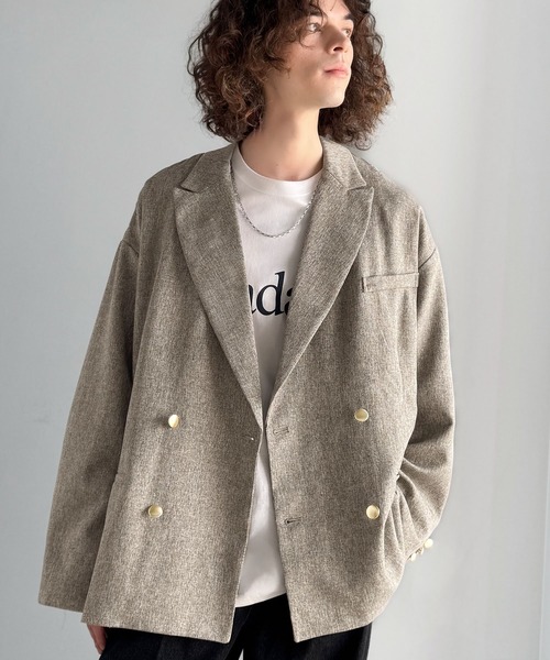 classicalelf（クラシカルエルフ）の「シーンレスに活躍。オーバーサイズダブルジャケット（テーラードジャケット・メンズ・チャコールグレー/ブラック/グレイッシュベージュ/ネイビー・LARGE/MEDIUM/X-LARGE）」の9枚目の写真