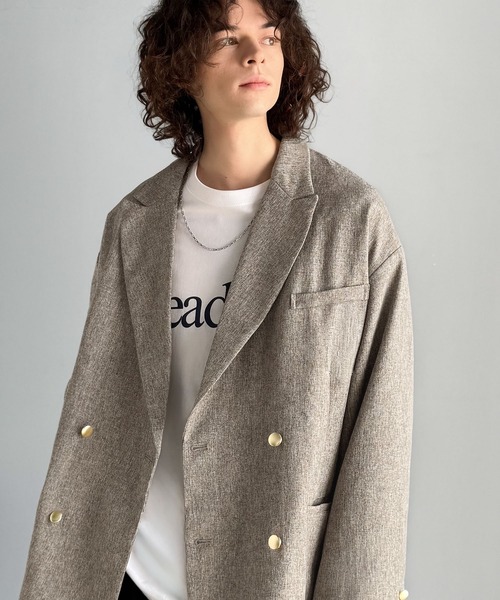 classicalelf（クラシカルエルフ）の「シーンレスに活躍。オーバーサイズダブルジャケット（テーラードジャケット・メンズ・チャコールグレー/ブラック/グレイッシュベージュ/ネイビー・LARGE/MEDIUM/X-LARGE）」の6枚目の写真