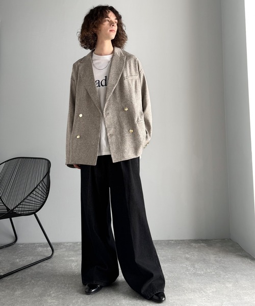 classicalelf（クラシカルエルフ）の「シーンレスに活躍。オーバーサイズダブルジャケット（テーラードジャケット・メンズ・チャコールグレー/ブラック/グレイッシュベージュ/ネイビー・LARGE/MEDIUM/X-LARGE）」の12枚目の写真