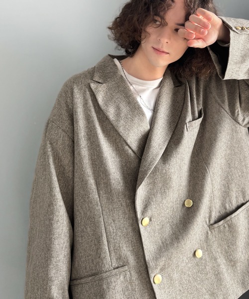 classicalelf（クラシカルエルフ）の「シーンレスに活躍。オーバーサイズダブルジャケット（テーラードジャケット・メンズ・チャコールグレー/ブラック/グレイッシュベージュ/ネイビー・LARGE/MEDIUM/X-LARGE）」の8枚目の写真