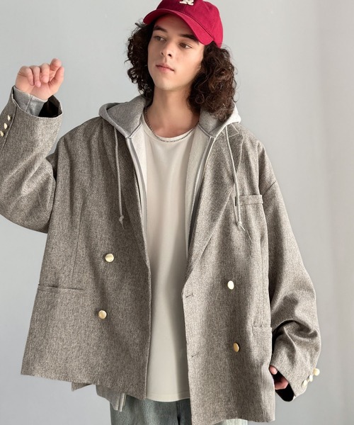 classicalelf（クラシカルエルフ）の「シーンレスに活躍。オーバーサイズダブルジャケット（テーラードジャケット・メンズ・チャコールグレー/ブラック/グレイッシュベージュ/ネイビー・LARGE/MEDIUM/X-LARGE）」の14枚目の写真