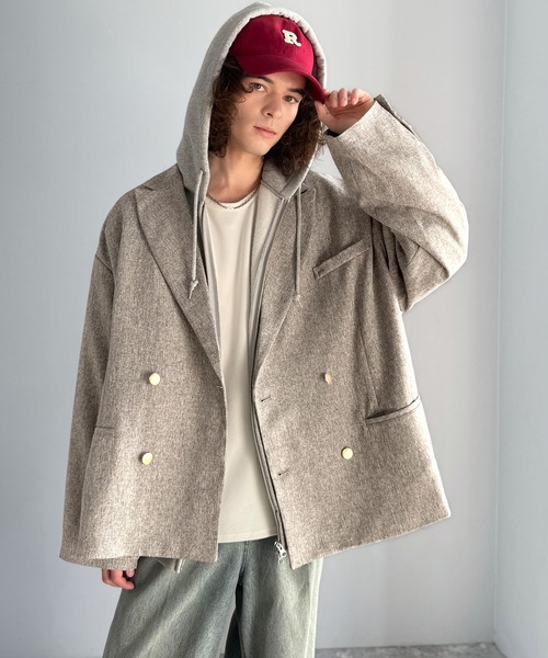 classicalelf（クラシカルエルフ）の「シーンレスに活躍。オーバーサイズダブルジャケット（テーラードジャケット・メンズ・チャコールグレー/ブラック/グレイッシュベージュ/ネイビー・LARGE/MEDIUM/X-LARGE）」の15枚目の写真