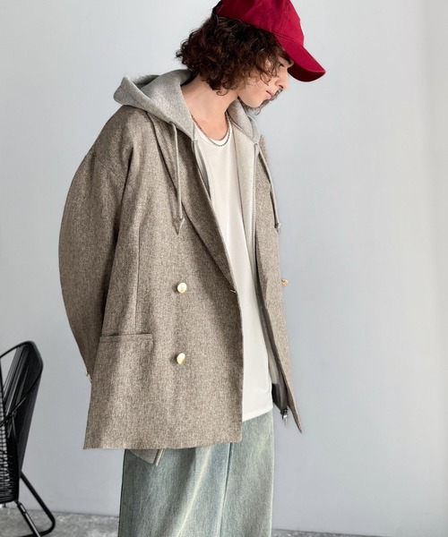 classicalelf（クラシカルエルフ）の「シーンレスに活躍。オーバーサイズダブルジャケット（テーラードジャケット・メンズ・チャコールグレー/ブラック/グレイッシュベージュ/ネイビー・LARGE/MEDIUM/X-LARGE）」の16枚目の写真