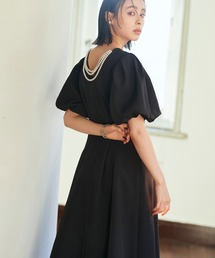 RUIRUE BOUTIQUE（ルイルエブティック）の「ボリュームスリーブ フレアワンピースドレス（パールネックレス付き）（ドレス）」