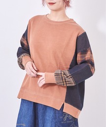 CUBE SUGAR（キューブシュガー）の「WEB限定スウェット×デニム×チェックプルオーバー（スウェット・レディース）」