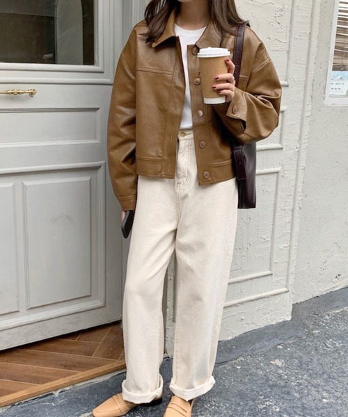 Miniministore(ミニミニストア)の「ライダースジャケット PUレザーブルゾン(ライダースジャケット・レディース・ブラウン/ブラック・フリー)」の10枚目の写真