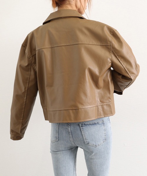 Miniministore(ミニミニストア)の「ライダースジャケット PUレザーブルゾン(ライダースジャケット・レディース・ブラウン/ブラック・フリー)」の13枚目の写真