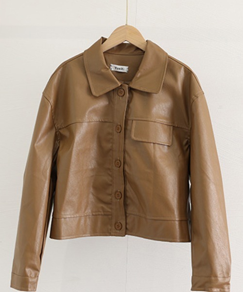 Miniministore(ミニミニストア)の「ライダースジャケット PUレザーブルゾン(ライダースジャケット・レディース・ブラウン/ブラック・フリー)」の14枚目の写真