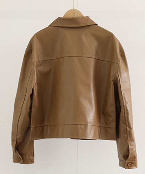 Miniministore(ミニミニストア)の「ライダースジャケット PUレザーブルゾン(ライダースジャケット・レディース・ブラウン/ブラック・フリー)」の15枚目の写真