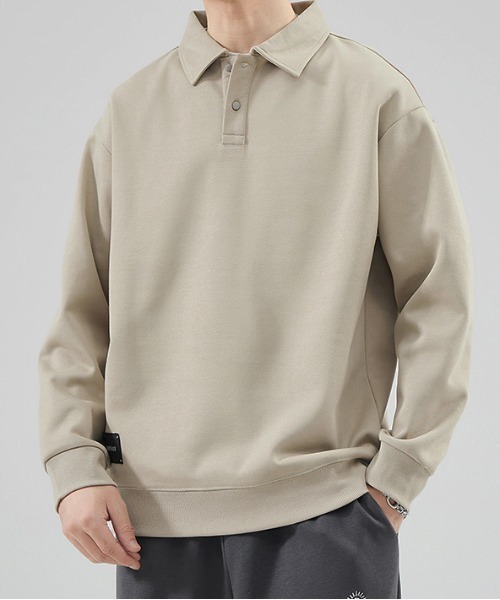 NO NEED（ノーニード）の「ポロスウェットタグ付きプルオーバー（スウェット・メンズ・グレー/ダークグリーン/ブラック/ベージュ/グリーン系その他・ﾌﾘ-）」の4枚目の写真