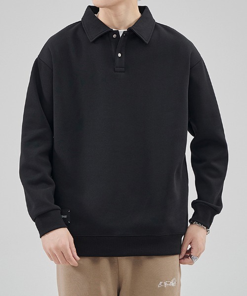 NO NEED（ノーニード）の「ポロスウェットタグ付きプルオーバー（スウェット・メンズ・グレー/ダークグリーン/ブラック/ベージュ/グリーン系その他・ﾌﾘ-）」の2枚目の写真
