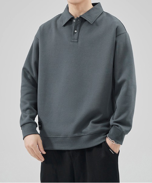 NO NEED（ノーニード）の「ポロスウェットタグ付きプルオーバー（スウェット・メンズ・グレー/ダークグリーン/ブラック/ベージュ/グリーン系その他・ﾌﾘ-）」の9枚目の写真