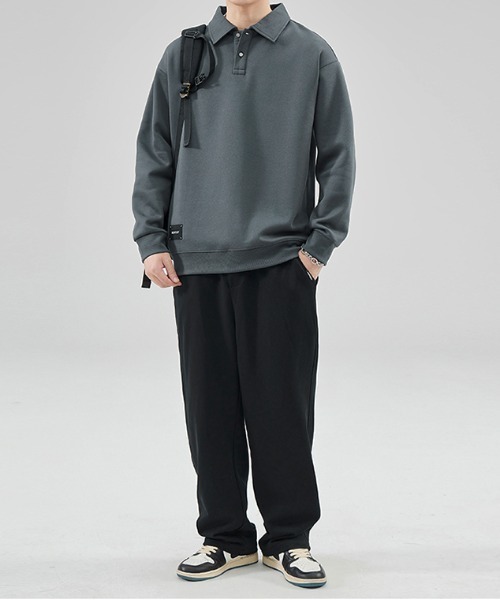 NO NEED（ノーニード）の「ポロスウェットタグ付きプルオーバー（スウェット・メンズ・グレー/ダークグリーン/ブラック/ベージュ/グリーン系その他・ﾌﾘ-）」の10枚目の写真