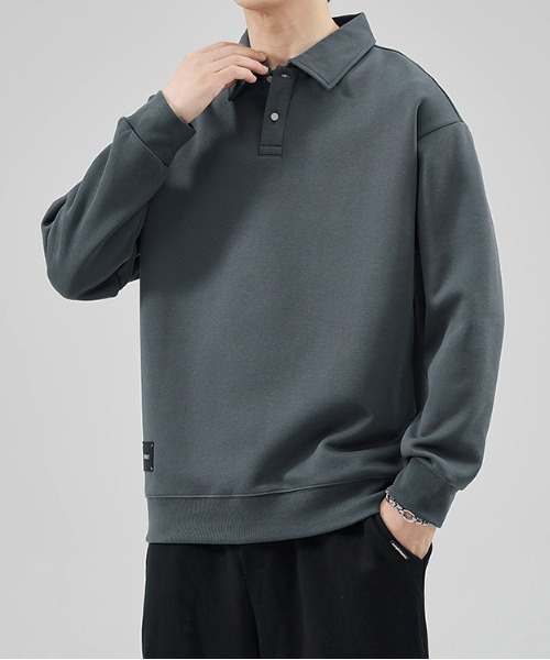 NO NEED（ノーニード）の「ポロスウェットタグ付きプルオーバー（スウェット・メンズ・グレー/ダークグリーン/ブラック/ベージュ/グリーン系その他・ﾌﾘ-）」の8枚目の写真