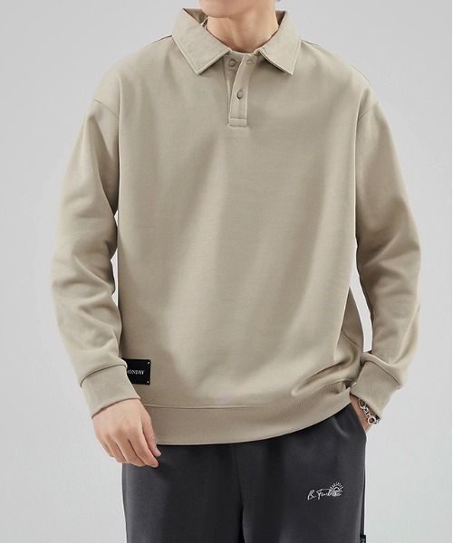 NO NEED（ノーニード）の「ポロスウェットタグ付きプルオーバー（スウェット・メンズ・グレー/ダークグリーン/ブラック/ベージュ/グリーン系その他・ﾌﾘ-）」の11枚目の写真