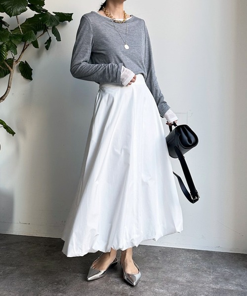 DouDou（ドゥドゥ）の「バルーンスカート（スカート・レディース・オフホワイト/ブラック/ベージュ・FREE）」の4枚目の写真