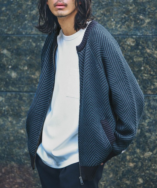 【セール】『別注』BAEXFATE×Sonny Label ヘリンボンジップアップニットカーディガン（カーディガン/ボレロ）｜URBAN RESEARCH Sonny Label（アーバンリサーチサニーレーベル）