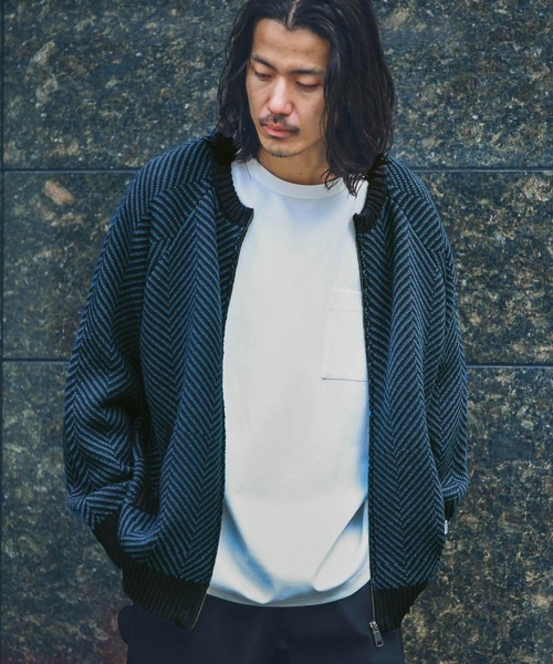 URBAN RESEARCH Sonny Label（アーバンリサーチサニーレーベル）の「『別注』BAEXFATE×Sonny Label　ヘリンボンジップアップニットカーディガン（カーディガン/ボレロ・メンズ・ブラック/ネイビー/ナチュラル・MEDIUM/LARGE）」の11枚目の写真