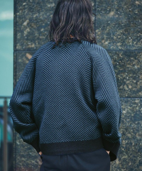 URBAN RESEARCH Sonny Label（アーバンリサーチサニーレーベル）の「『別注』BAEXFATE×Sonny Label　ヘリンボンジップアップニットカーディガン（カーディガン/ボレロ・メンズ・ブラック/ネイビー/ナチュラル・MEDIUM/LARGE）」の12枚目の写真