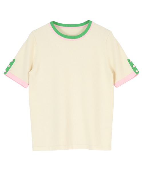 miette(ミエット)の「袖口ボタンマルチカラートップス(Tシャツ/カットソー・レディース・ネイビー/ブラック/ホワイト系その他・FREE)」の2枚目の写真