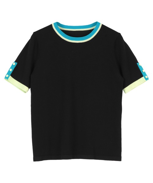 miette(ミエット)の「袖口ボタンマルチカラートップス(Tシャツ/カットソー・レディース・ネイビー/ブラック/ホワイト系その他・FREE)」の3枚目の写真