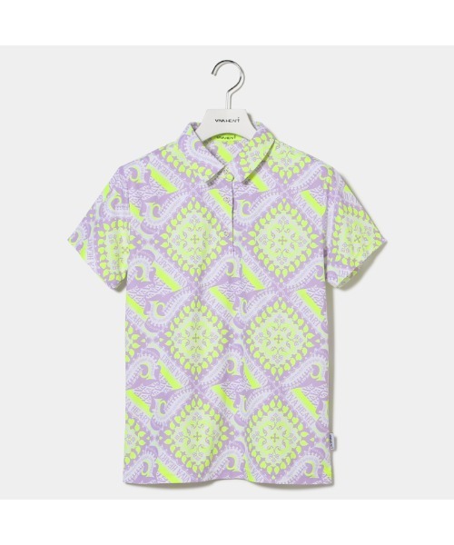 VIVA HEART(ビバハート)の「【VIVA HEART/GOLF】アイスタッチカノコマジョリカスカーフ柄半袖シャツ(シャツ/ブラウス・レディース・ネイビー/ライトパープル・42/40)」の2枚目の写真
