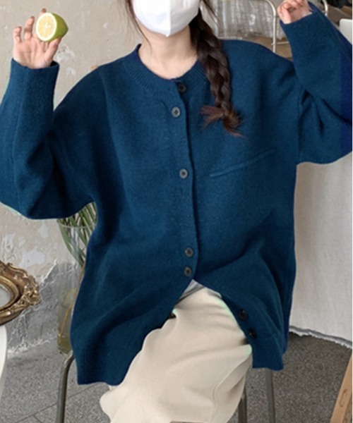 kirakiraShop(キラキラショップ)の「ビッグ シルエット ボタン カーディガン(ニット/セーター・レディース・ネイビー/グレー/マスタード・FREE)」の8枚目の写真