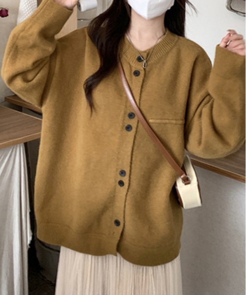 kirakiraShop(キラキラショップ)の「ビッグ シルエット ボタン カーディガン(ニット/セーター・レディース・ネイビー/グレー/マスタード・FREE)」の9枚目の写真