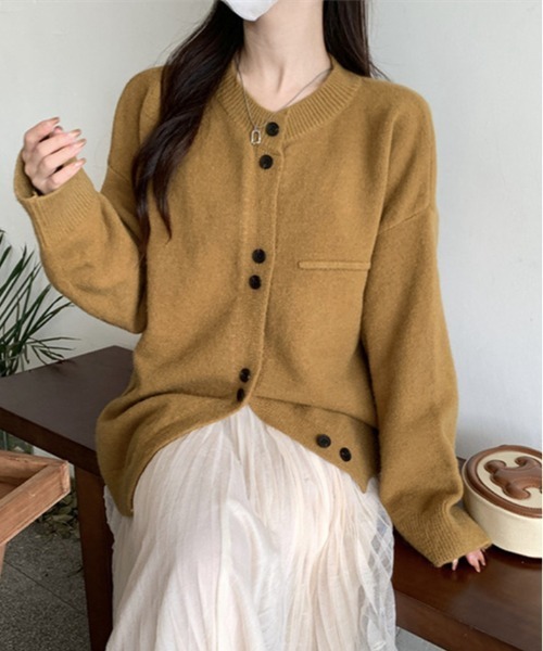 kirakiraShop(キラキラショップ)の「ビッグ シルエット ボタン カーディガン(ニット/セーター・レディース・ネイビー/グレー/マスタード・FREE)」の12枚目の写真