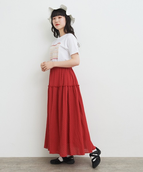 bulle de savon ぐるぐるはなプリント ギャザースカート bulle de savon ぐるぐるはなプリント ギャザースカート