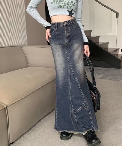 Miniministore（ミニミニストア）の「デニムロングスカート バックスリット韓国（デニムスカート・レディース・インディゴブルー・M/S/L）」の10枚目の写真