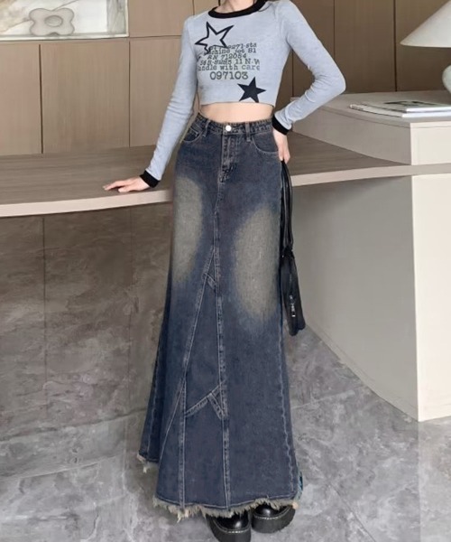 Miniministore（ミニミニストア）の「デニムロングスカート バックスリット韓国（デニムスカート・レディース・インディゴブルー・M/S/L）」の11枚目の写真