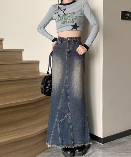Miniministore（ミニミニストア）の「デニムロングスカート バックスリット韓国（デニムスカート・レディース・インディゴブルー・M/S/L）」の14枚目の写真