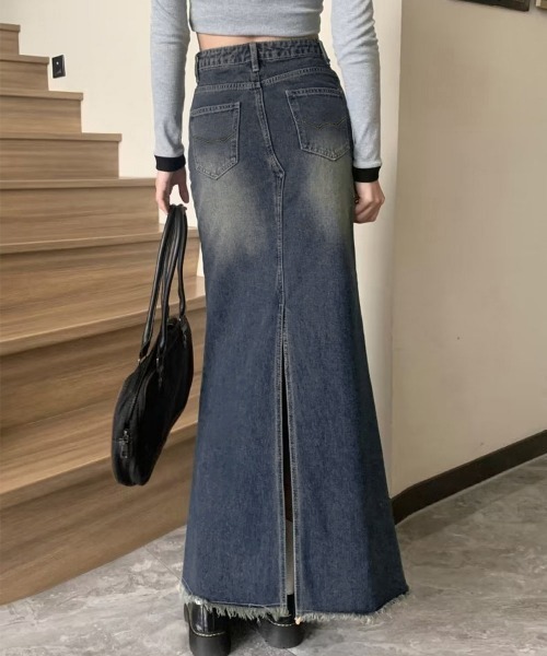 Miniministore（ミニミニストア）の「デニムロングスカート バックスリット韓国（デニムスカート・レディース・インディゴブルー・M/S/L）」の15枚目の写真