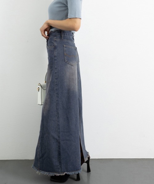 Miniministore（ミニミニストア）の「デニムロングスカート バックスリット韓国（デニムスカート・レディース・インディゴブルー・M/S/L）」の19枚目の写真