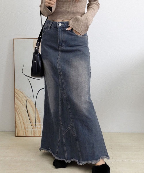 Miniministore（ミニミニストア）の「デニムロングスカート バックスリット韓国（デニムスカート・レディース・インディゴブルー・M/S/L）」の22枚目の写真